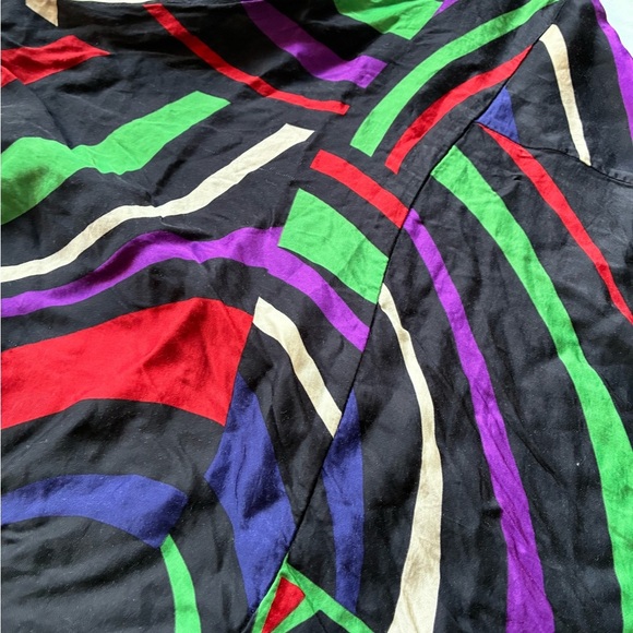 ZARA Abstract Multicolor Maxi Skirt Boho Retro Print Side Zip S - Picture 3 of 5